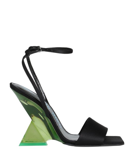 The Attico Green Sandals Leather, Textile Fibers