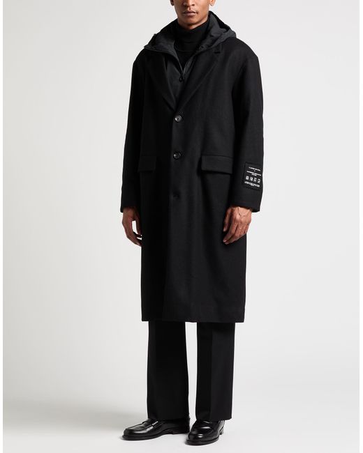 Paltò Black Coat Wool, Polyamide, Polyester for men