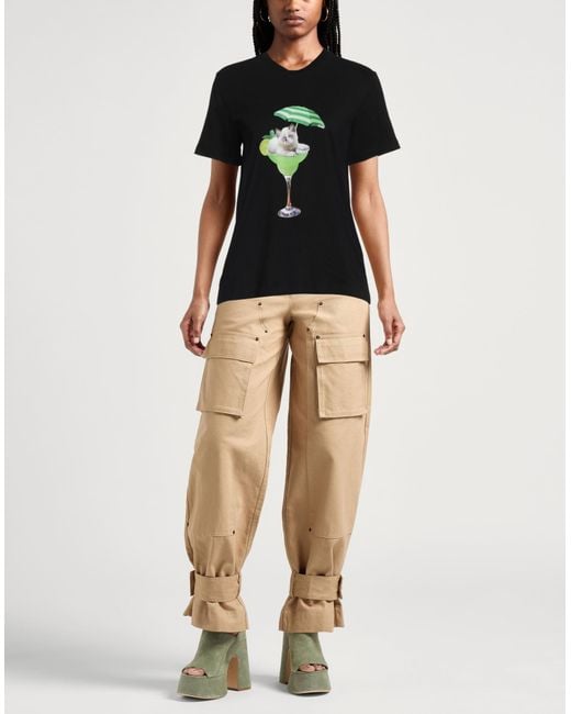 MSGM Black T-Shirt Cotton