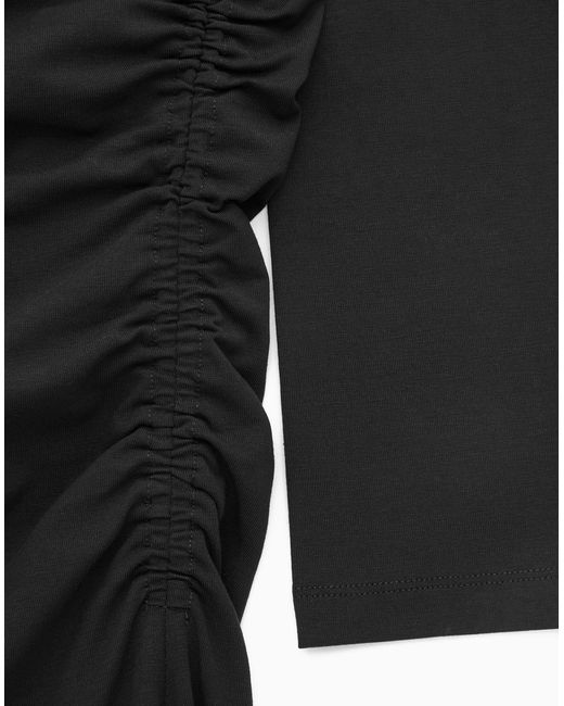 COS Black High-neck Gathered Midi Dress