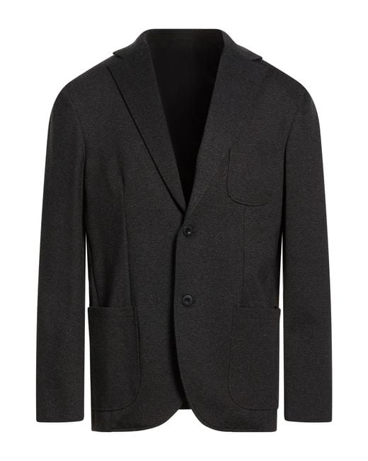 Slowear Black Charcoal Blazer Viscose, Polyamide, Polyester, Elastane for men