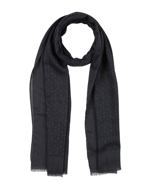 Ferragamo Black Scarf Cashmere, Cotton for men