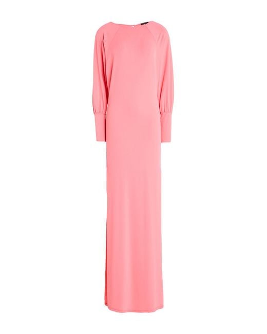 Patrizia Pepe Pink Coral Maxi Dress Acetate, Polyamide, Elastane