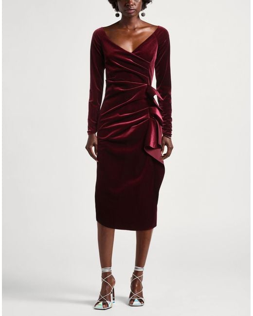 La Petite Robe Di Chiara Boni Red Midi Dress Polyester, Polyamide, Elastane