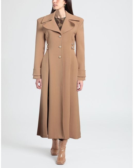 Babylon Natural Camel Overcoat & Trench Coat Polyester, Viscose, Elastane