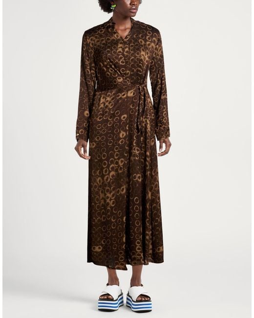 Manila Grace Brown Maxi Dress Viscose