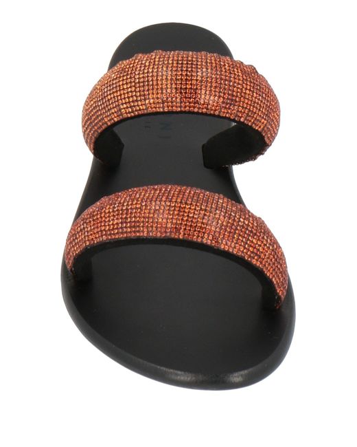 Bandoni Brown Bronze Sandals Textile Fibers