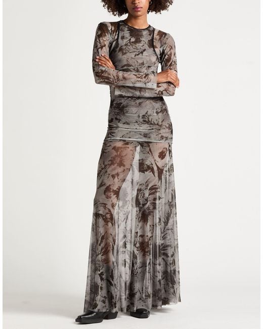 FEDERICO CINA Gray Maxi Dress Polyester, Elastane