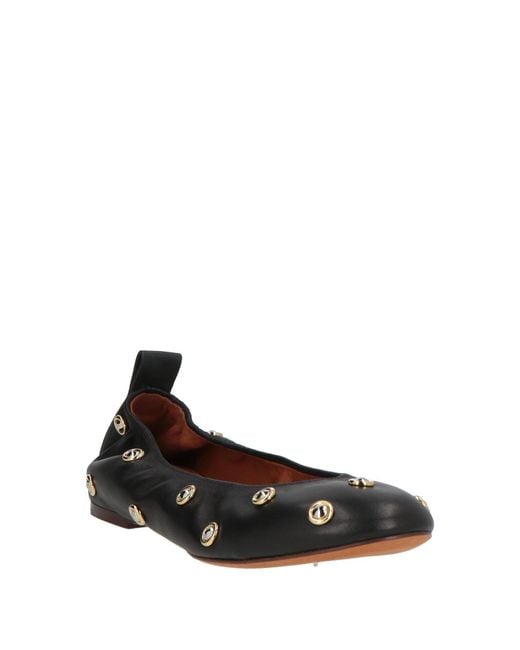 Lanvin Black Ballet Flats Lambskin, Calfskin