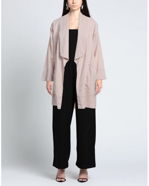 ALESSIA SANTI Pink Overcoat & Trench Coat Linen, Cotton