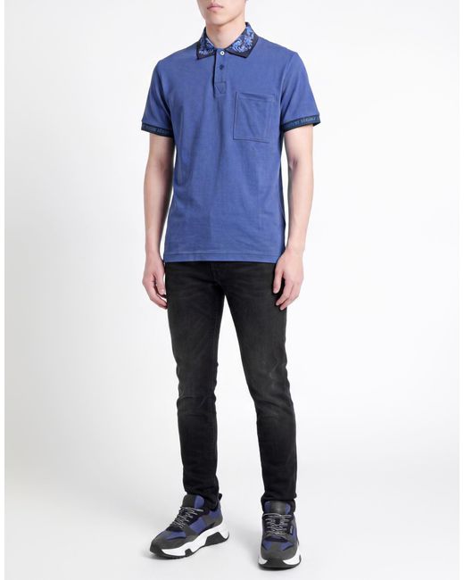 Versace Jeans Couture Blue Polo Shirt Cotton for men