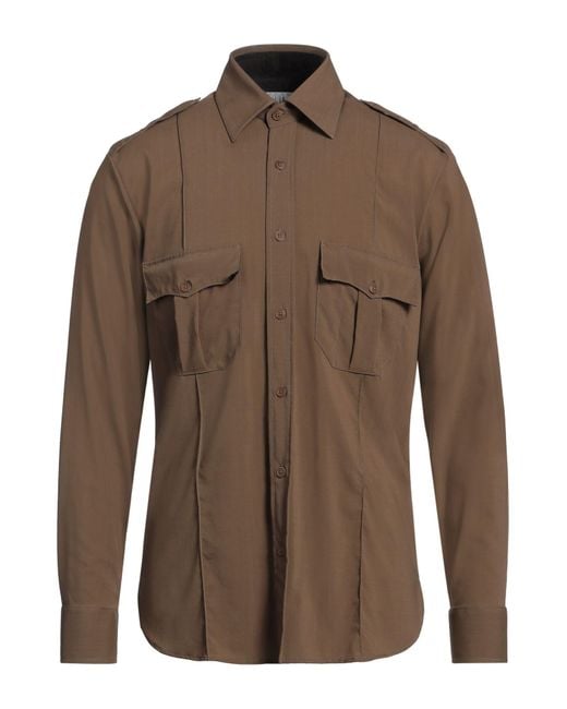 Dunhill Brown Shirt Wool, Viscose for men