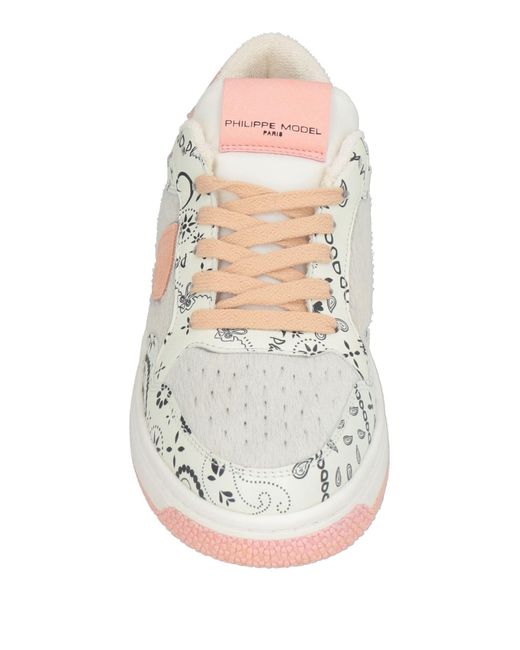 Philippe Model White Sneakers Leather, Textile Fibers