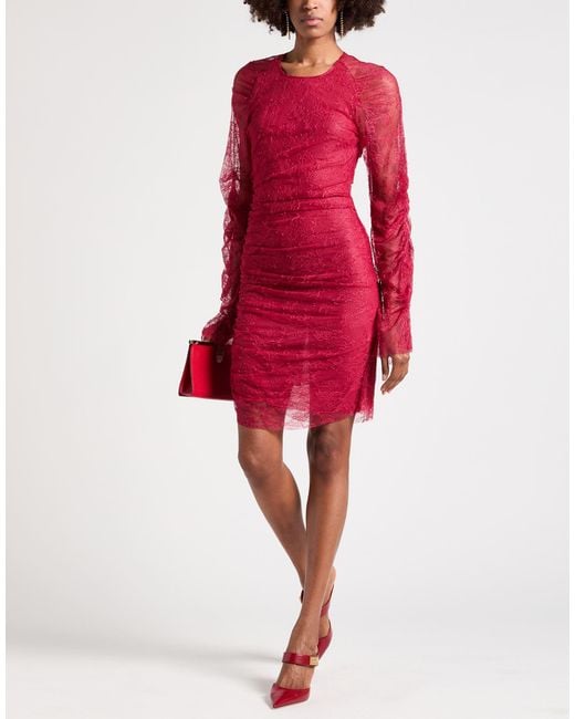 Celeste Red Midi Dress Polyamide