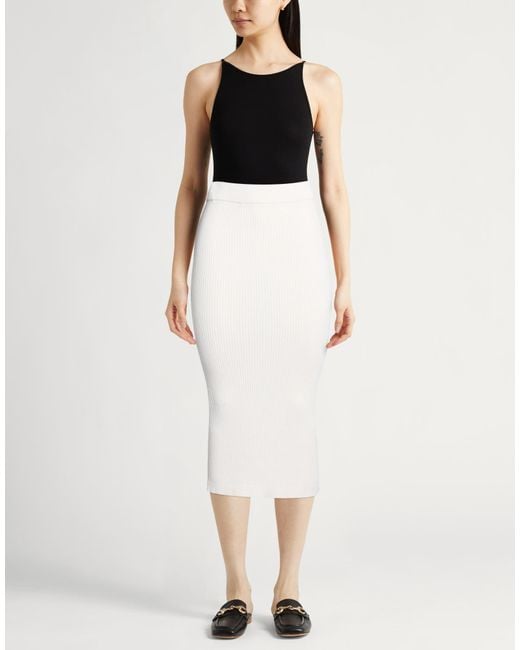 Peserico White Midi Skirt Viscose, Polyester
