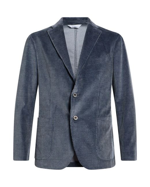 Boglioli Blue Slate Blazer Cotton, Virgin Wool, Elastane for men