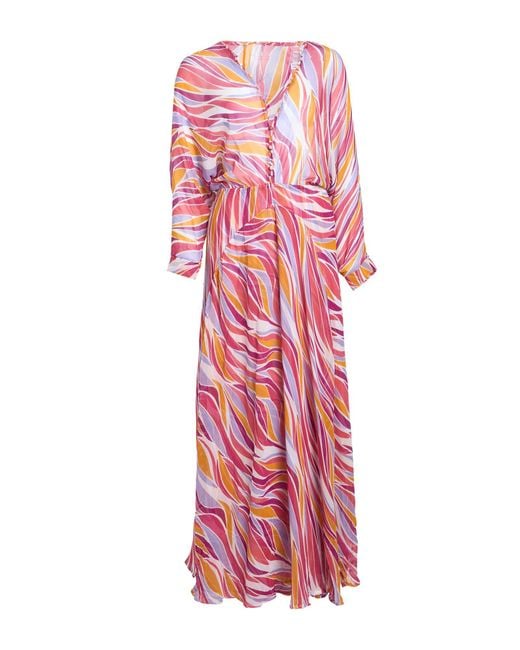 Poupette Red Fuchsia Maxi Dress Silk