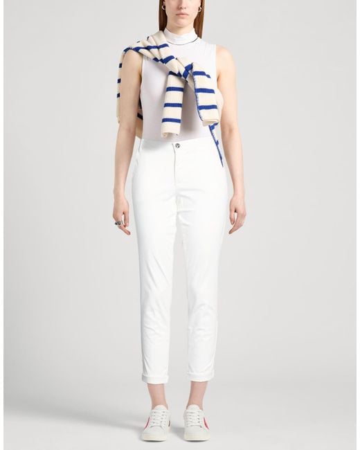 Fracomina White Pants Cotton, Lycra