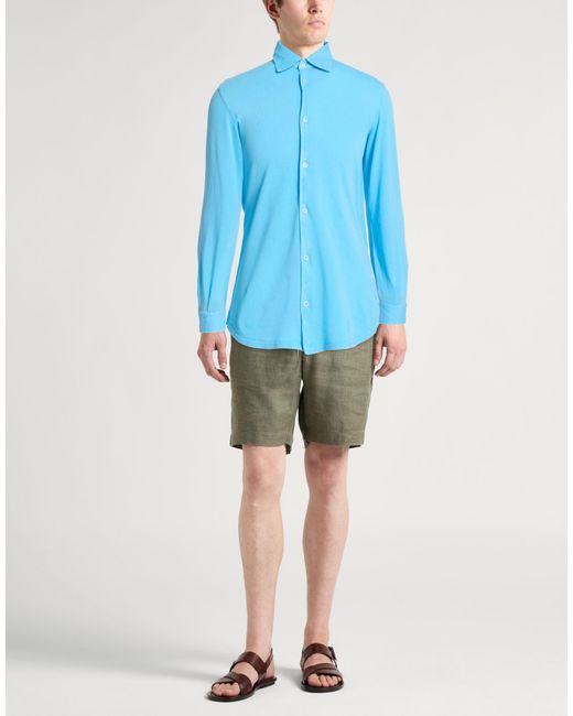 Fedeli Blue Shirt Cotton for men