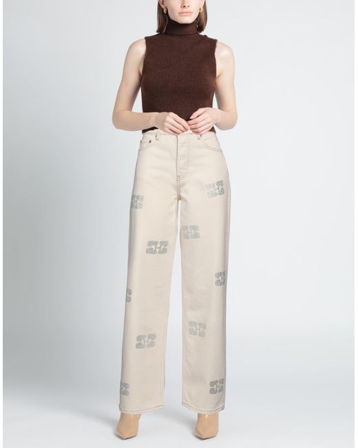 Ganni White Ivory Jeans Cotton