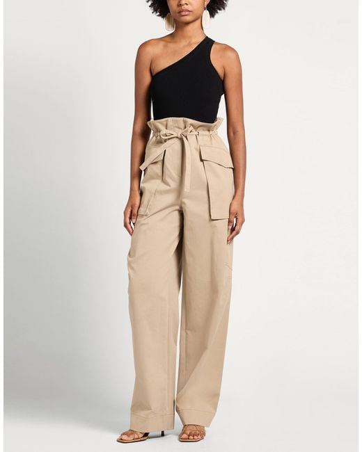 Alberta Ferretti Natural Pants Cotton, Elastane