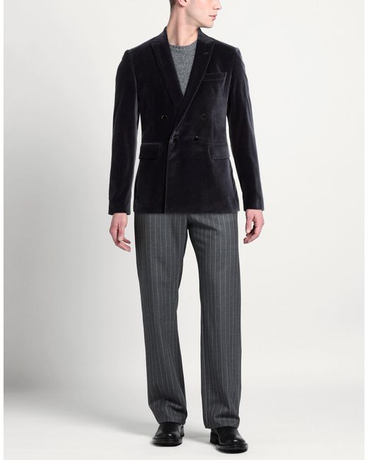 Reveres 1949 Blue Charcoal Blazer Cotton for men