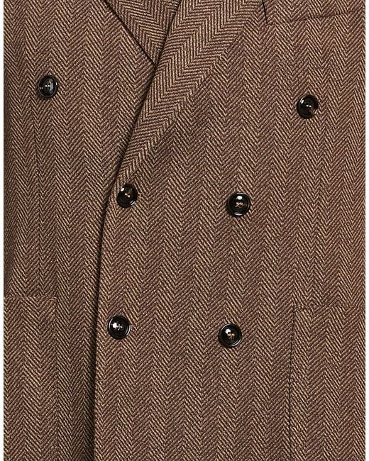 MULISH Brown Blazer Polyester, Cotton for men