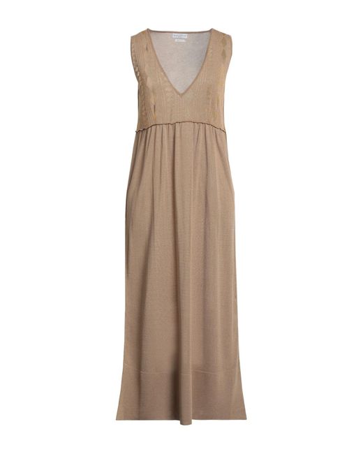 Ballantyne Natural Khaki Midi Dress Viscose, Polyester