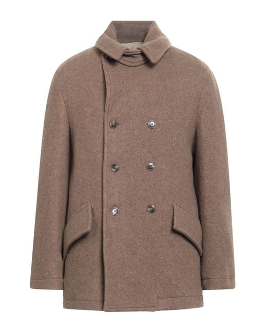Closed Brown Sand Coat Recycled Wool, Nylon for men