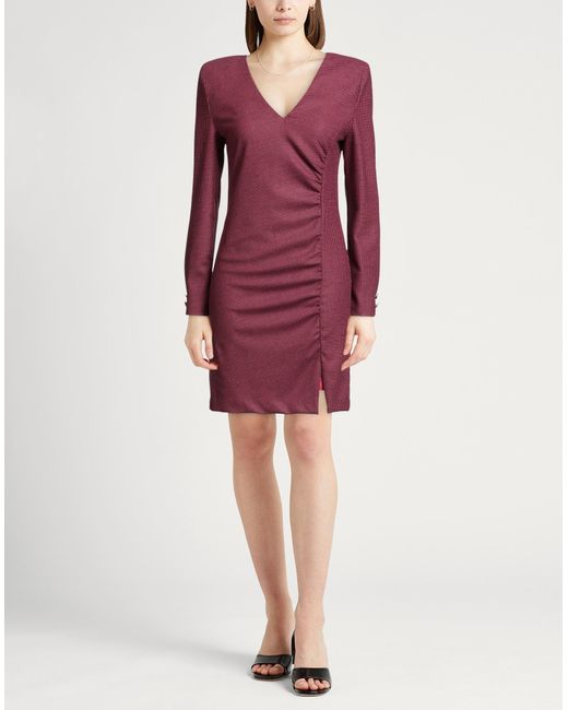 Liu Jo Purple Fuchsia Mini Dress Polyester, Viscose, Wool, Polyamide, Elastane
