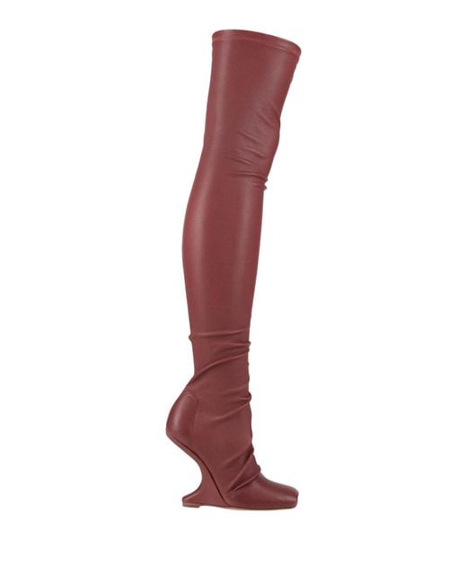 Rick Owens Red Antique Rose Boot Leather