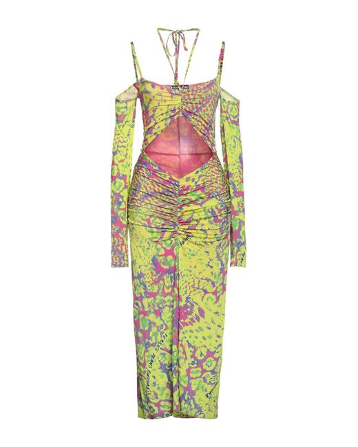 Versace Jeans Couture White Lime Maxi Dress Viscose, Elastane