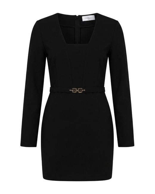 Gaelle Paris Black Mini Dress Polyester, Elastane