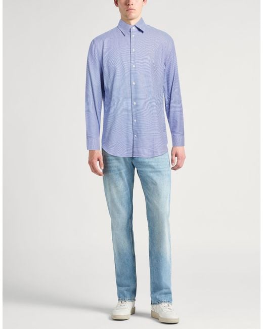 Emporio Armani Blue Shirt Cotton for men