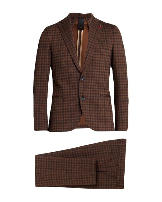 MULISH Brown Suit Viscose, Polyamide, Elastane for men