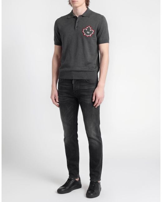 DSquared² Black Polo Shirt Virgin Wool for men