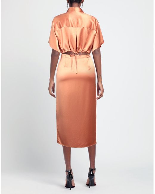 Isabelle Blanche Orange Midi-Kleid