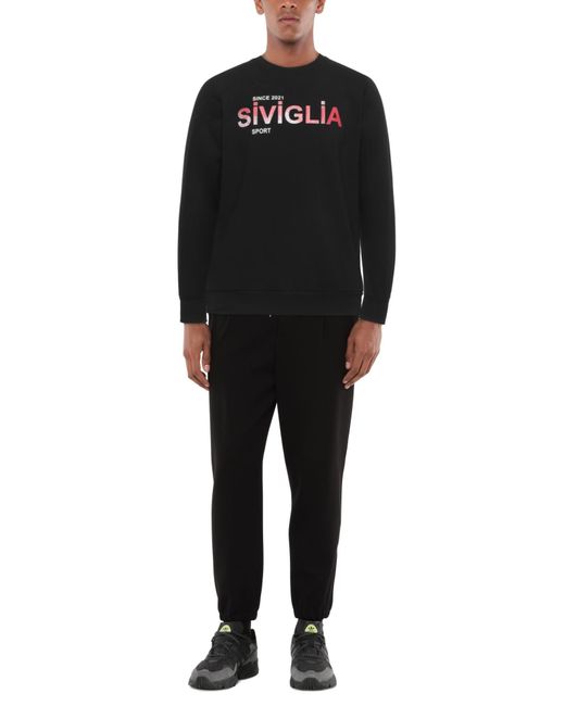 Siviglia Black Sweatshirt Cotton, Polyester for men