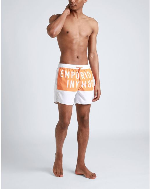 Short de bain Emporio Armani pour homme en coloris Orange