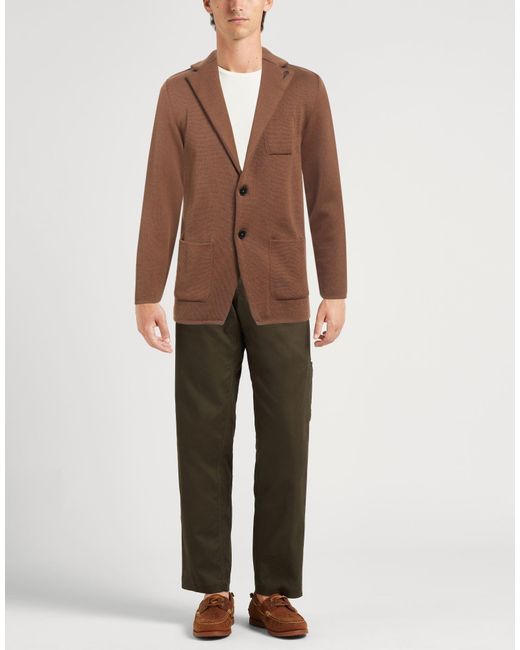 Paoloni Brown Blazer Wool, Acrylic for men
