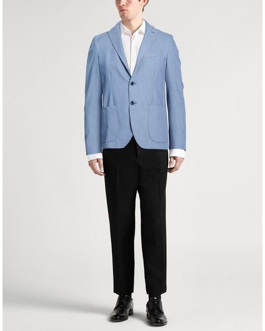 Barbati Blue Blazer Polyester, Viscose, Elastane for men