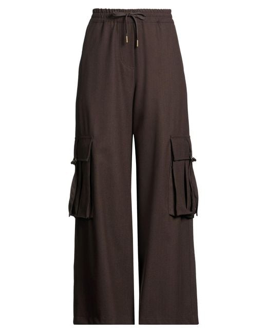 Motel Brown Dark Pants Polyester, Viscose, Elastomultiester