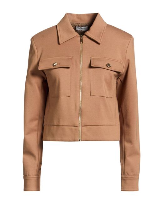 Paolo Pecora Brown Camel Jacket Viscose, Polyamide, Elastane