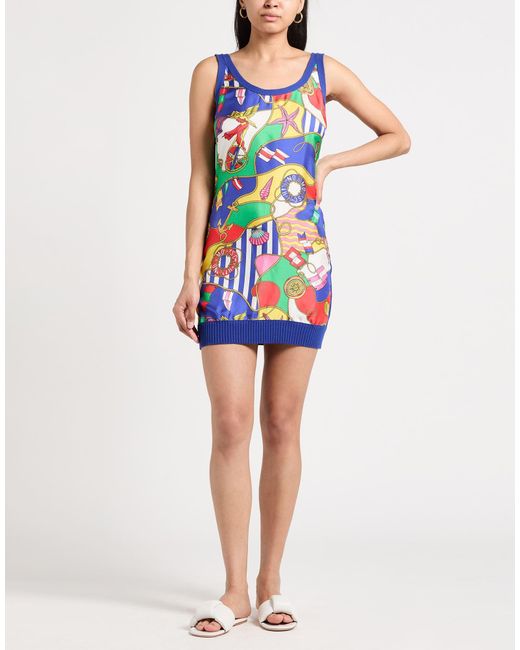 Moschino Blue Mini Dress Cotton, Polyamide