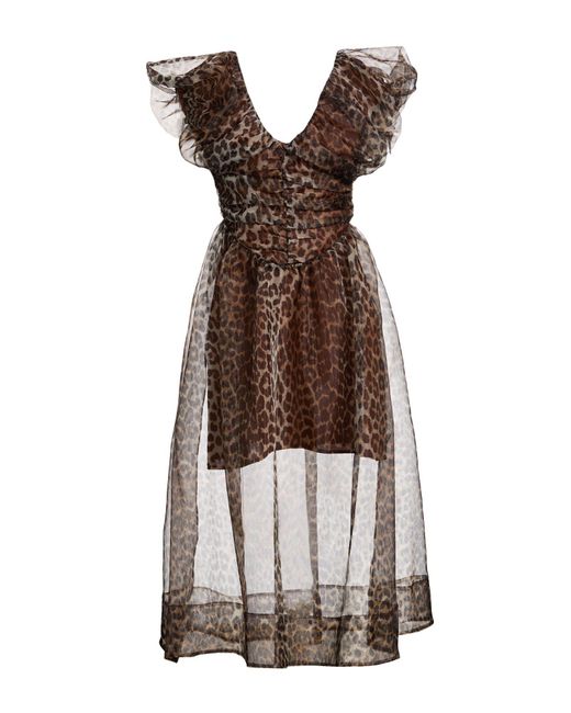 Ganni Brown Midi Dress