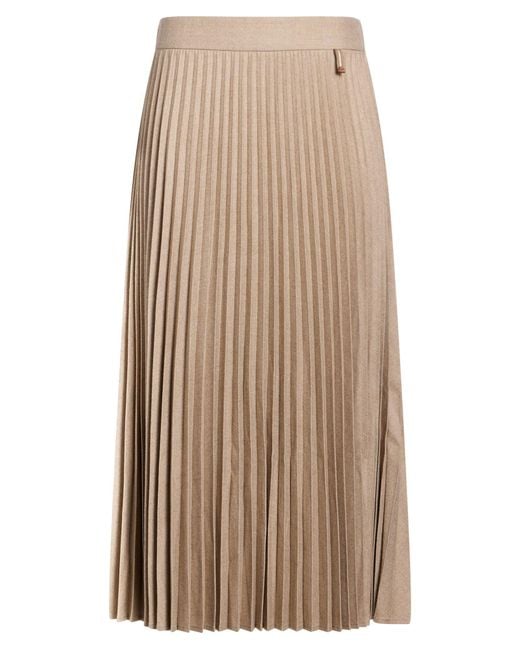 Lorena Antoniazzi Natural Sand Midi Skirt Virgin Wool, Polyester, Elastane