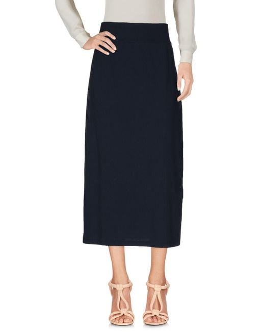 Labo.art Blue Midnight Midi Skirt Cotton, Elastane