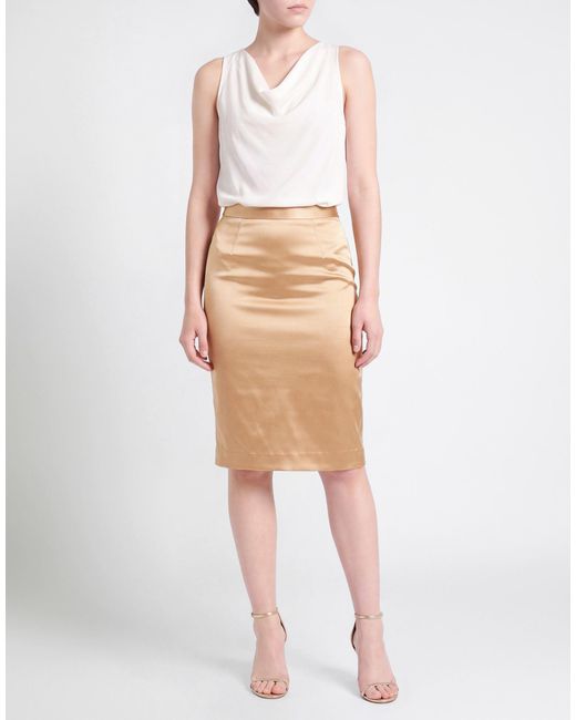 Elisabetta Franchi Natural Sand Midi Skirt Acetate, Polyamide, Elastane