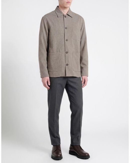 Paolo Pecora Gray Khaki Jacket Wool, Polyester, Viscose, Polyamide, Elastane for men