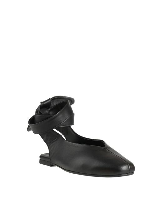 Castaner Black Ballet Flats Leather